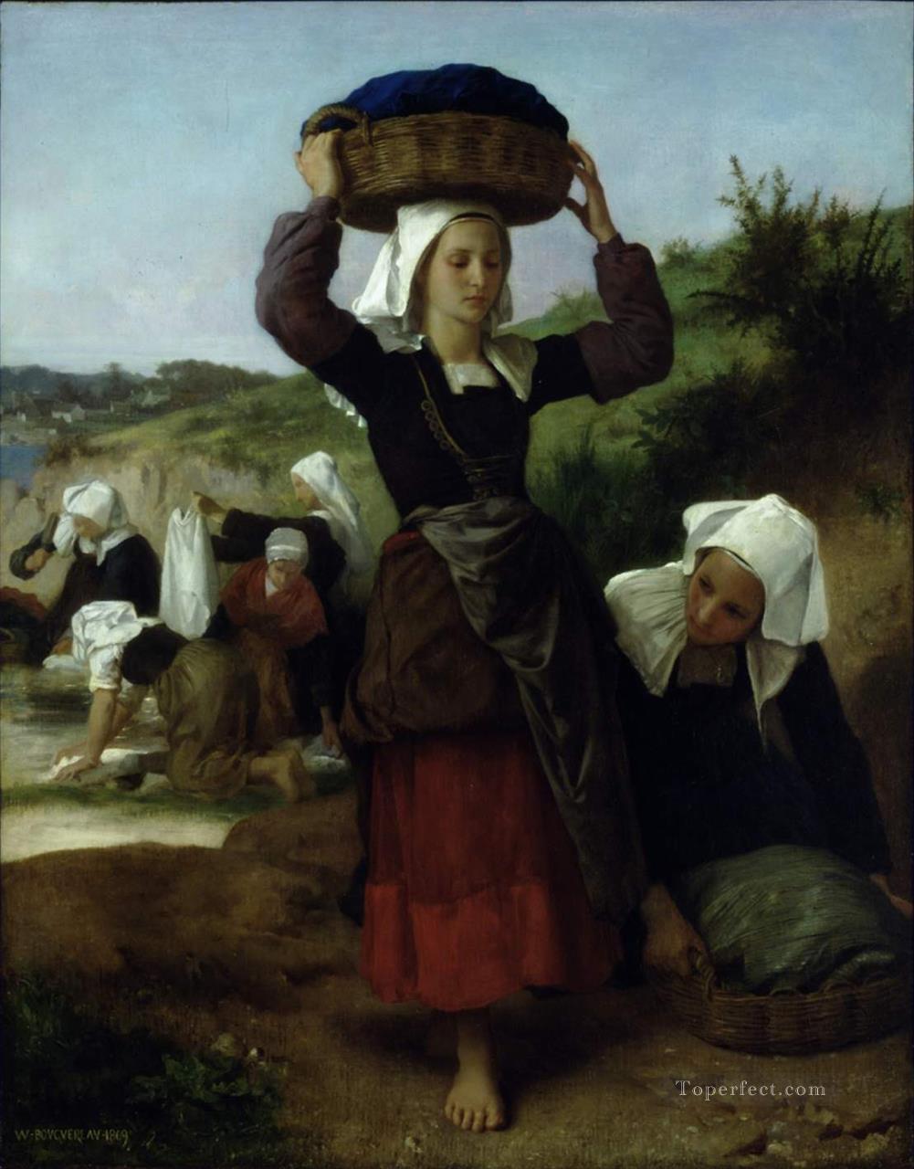 Washerwomen of Fouesnant 1869 Realism William Adolphe Bouguereau Oil Paintings